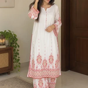 White Casual Outfit with Fancy Buttons