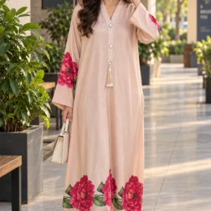 Skin Tone Kaftan with Border