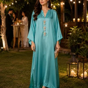 Two-Shaded Sea Green Kaftan